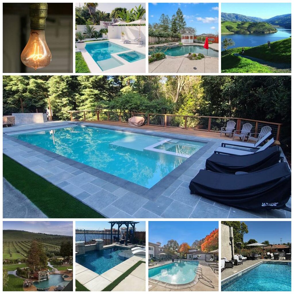 Pool Service Livermore CA - Wrigley's Pool Co. - Wrigley's Pool Co. Pool service in Livermore CA by Wrigley's Pool Co, with Livermore landmarks including the Livermore Valley wine country, Lake Del Valle and the Centennial Light Bulb